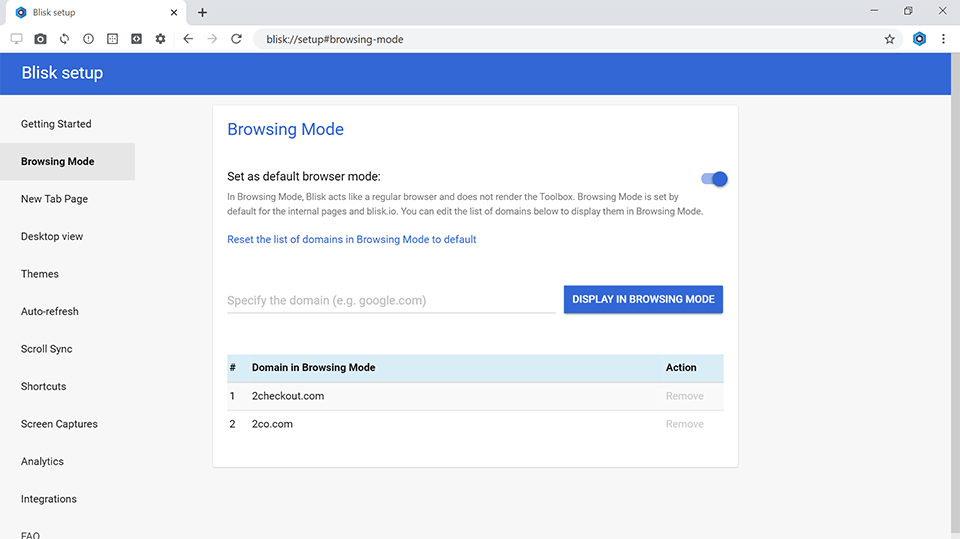 Browsing mode in Blisk version 13