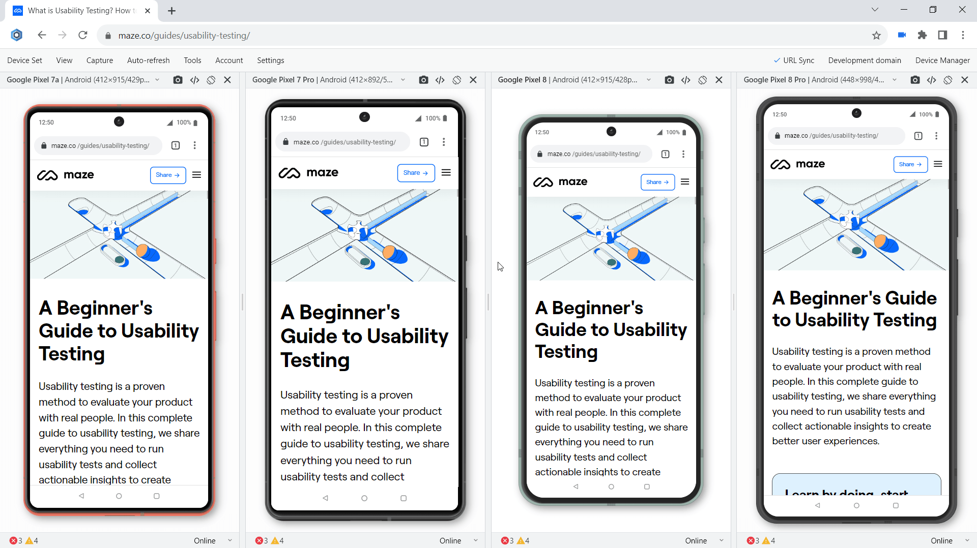 Usability test on Google Pixels 7-8 series