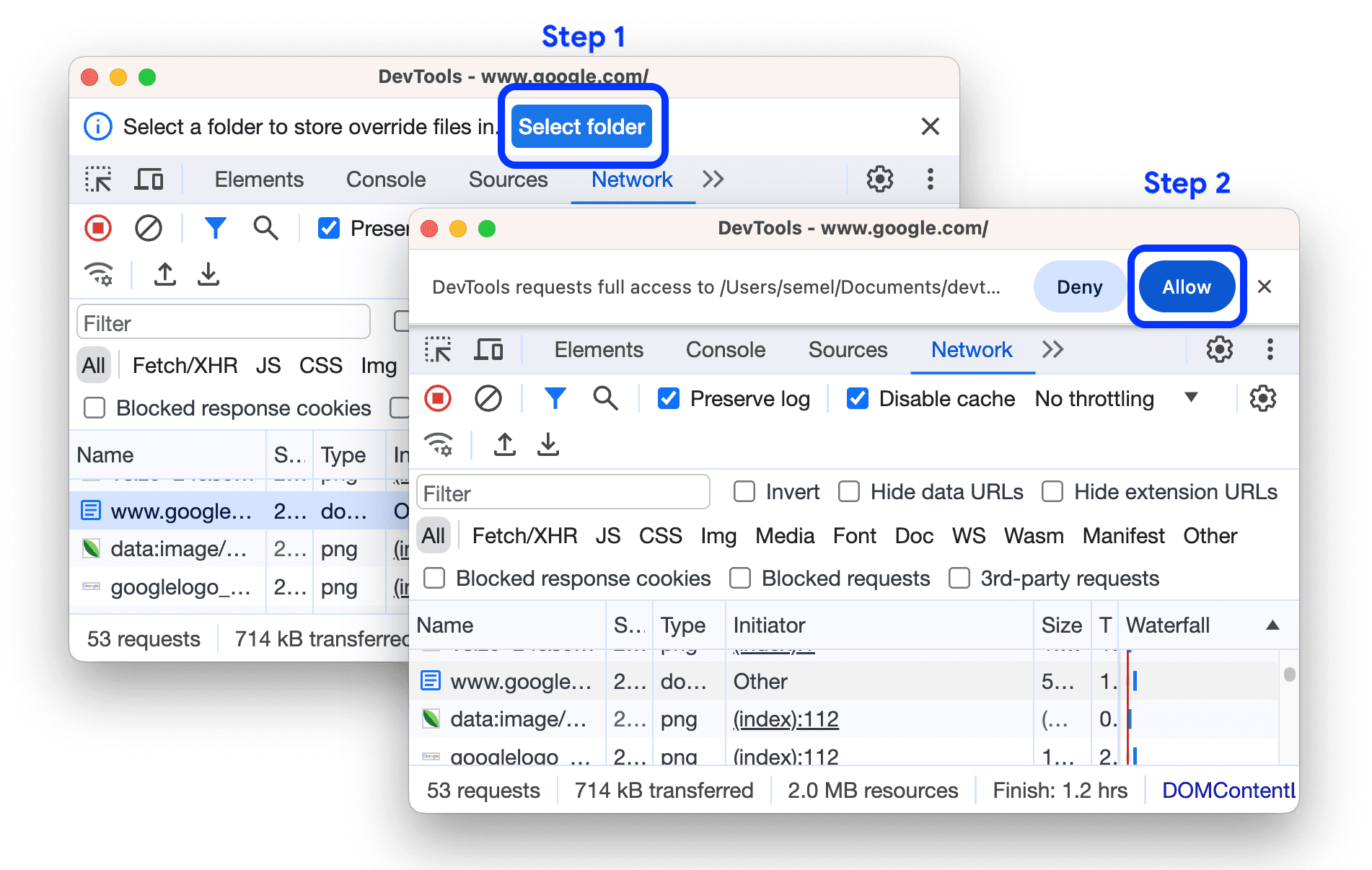 Select a folder for Local overrides